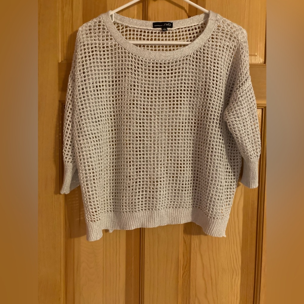 RXB open knit gray and silver sparkly top